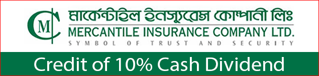 Credit of 10% Cash Dividend of Mercantile Insurance Company Limited